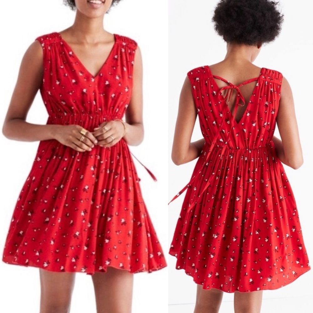 Madewell Magnolia Tie-Back sleeveless dress in Rosebud Scatter floral, size XS